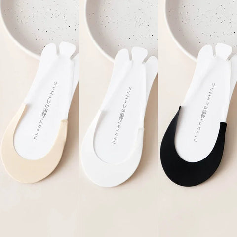 3 Pairs Invisible Boat Socks Women Summer Silicone Non-Slip Socks for High Heels Shoes Ice Silk Thin Half-Palm Suspender New