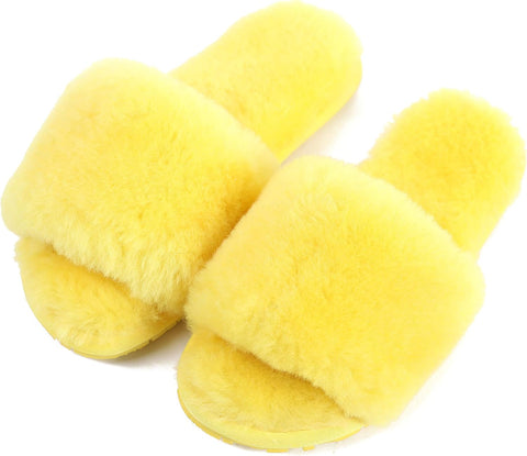 Boiled Wool Slippers Women Real Fur Slippers Open Toe House Slippers Luxury Slippers Dechic Slippers