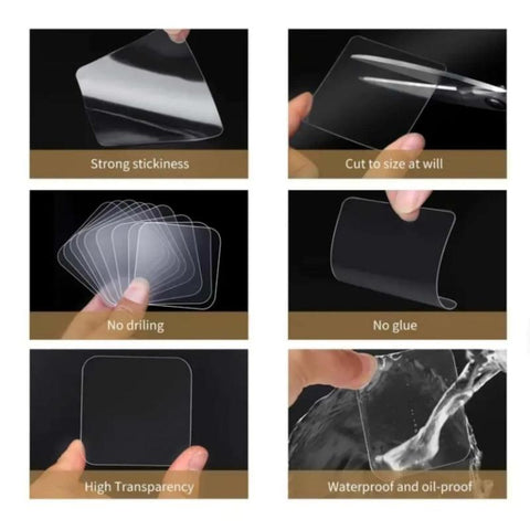 Portable Double Sided Rectangle Tape, 10Pcs High Viscosity Adhesive Tape, Multifunctional Sticky Tape for Home & Office