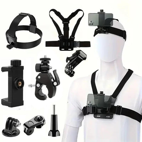 Action Camera Chest Strap Kit, Multifunctional Phone Clip Mount, Outdoor Shooting Accessories, Action Camera Accessories for Gopro/Phone/Osmo Action, Smartphone Accessories