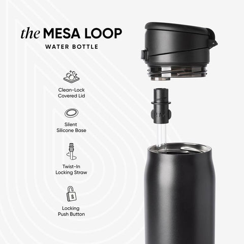Simple Modern 30Oz Mesa Loop Water Bottle with Straw - Cup Holder Friendly Insulated Stainless Steel Bottles for Travel, Sports and School