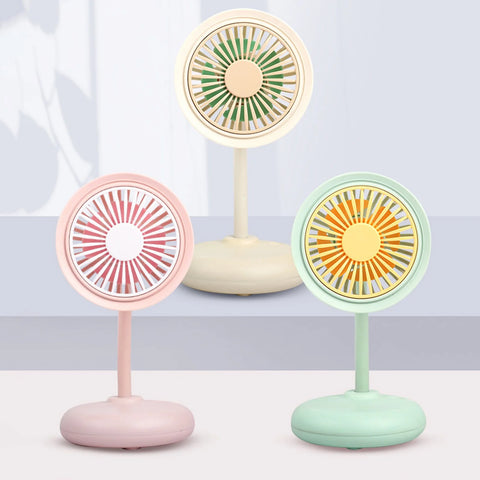 Cool Air Fan Desk Fan Battery Rechargeable Fan Air Colling Fan Small Electric Fan, Indoor Outdoor Summer Gift (Pink)