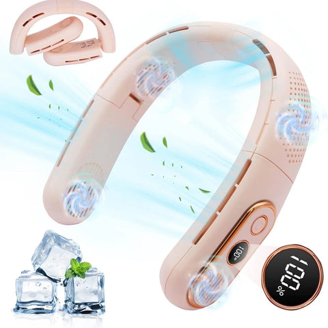 Portable Neck Fan, 4 Turbo, 3-Speed, 80 Blades, 0.59 Lb, Hands-Free, Foldable USB Fan for Travel