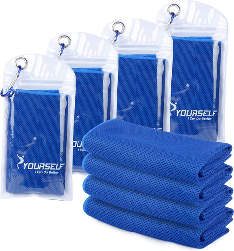 Cooling Towels for Neck and Face, 4 Pack 40" X 12" Cooling Towel for Hot Weather, Soft Breathable Instant Cool Chilly Pad for Sports Golf Yoga Gym Athletes Camping Ice Towels(Dblue)