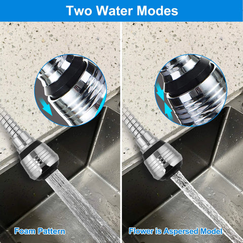 Flexible Kitchen Faucet Sprayer, Water Sprayer Extender Attachment 360° Rotating Lengthen Sprayer Hose, Faucet Aerator Water Saving Tap Aerator Faucet Extension Attachment for Sink Bathtub