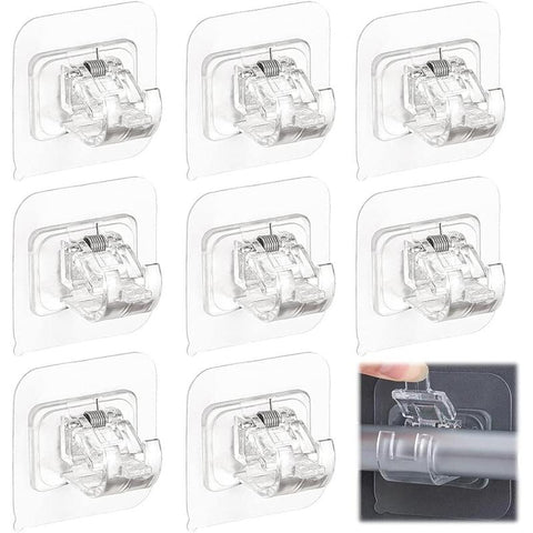 8 Counts Set Nail Free Adjustable Drapery Self Adhesive Curtain Rod Brackets,Curtain Rod Bracket No Drilling,Towel Holder Fixing Hook for Home Bathroom Kitchen and Hotel Use (Transparent).