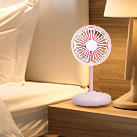 Cool Air Fan Desk Fan Battery Rechargeable Fan Air Colling Fan Small Electric Fan, Indoor Outdoor Summer Gift (Pink)